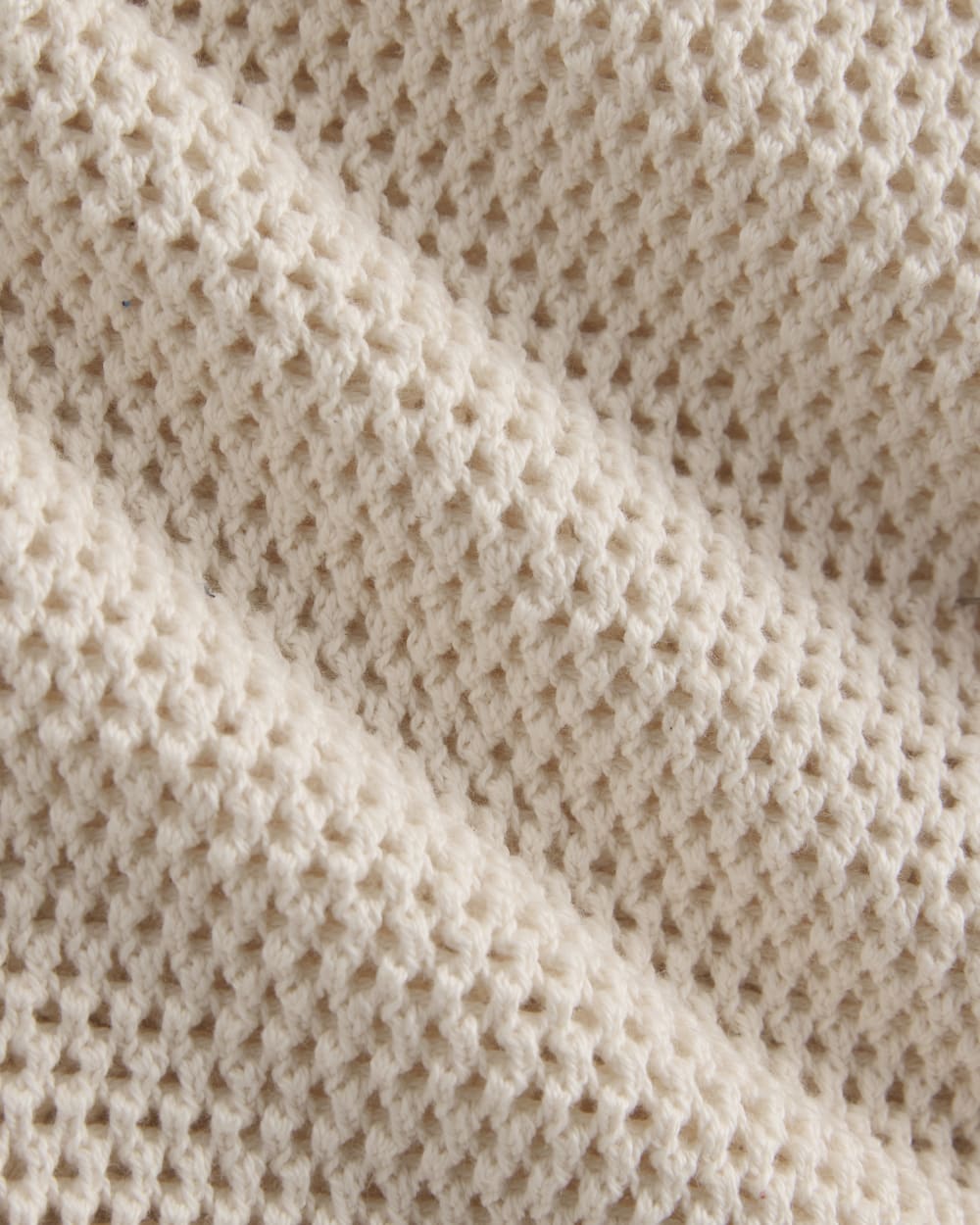 Open Knit Long-Sleeve Crew in Everyday Cotton in Canvas — detail view