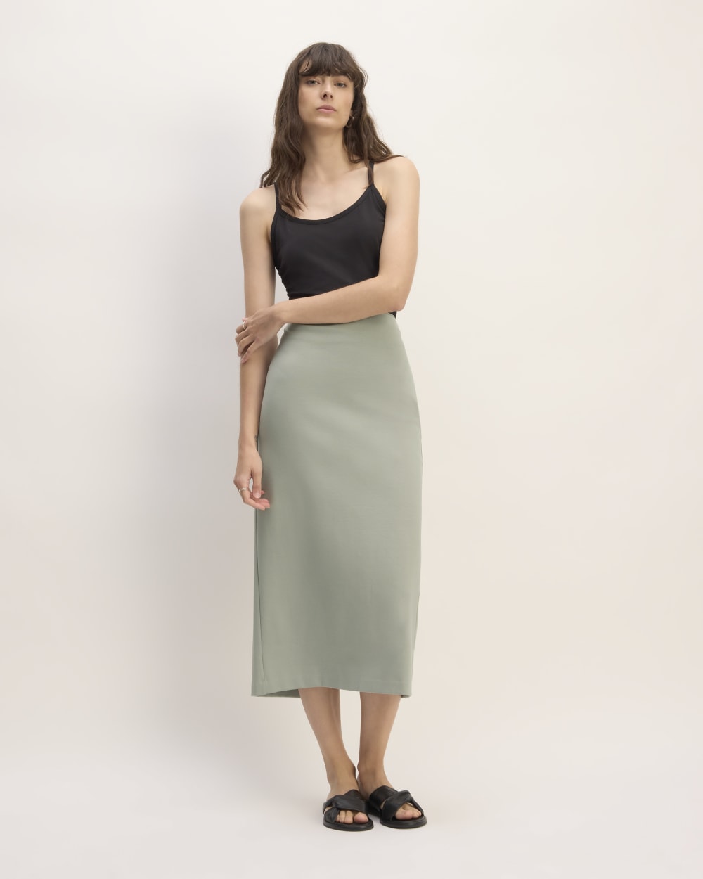 The Dream Maxi Skirt in Sage Green — front view