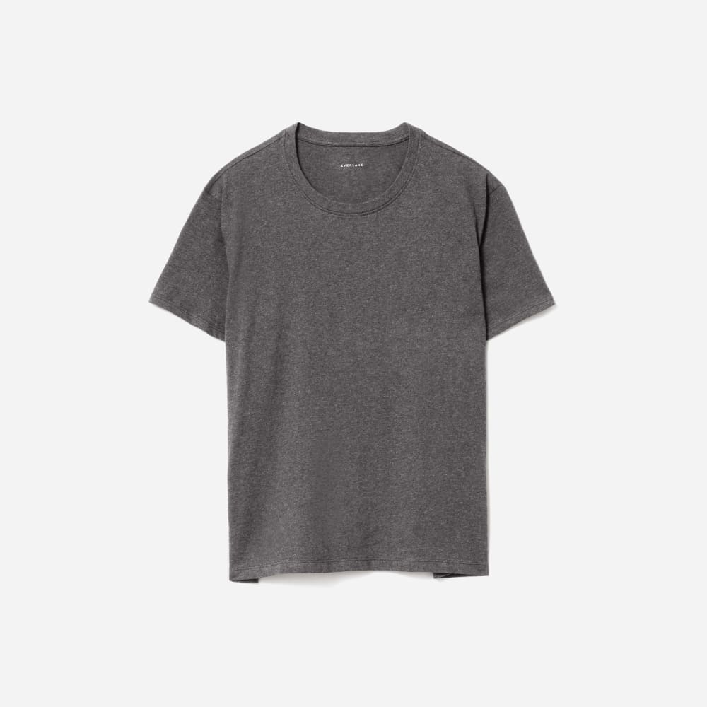The Organic Cotton Box-Cut Pocket Tee in Charcoal — front view
