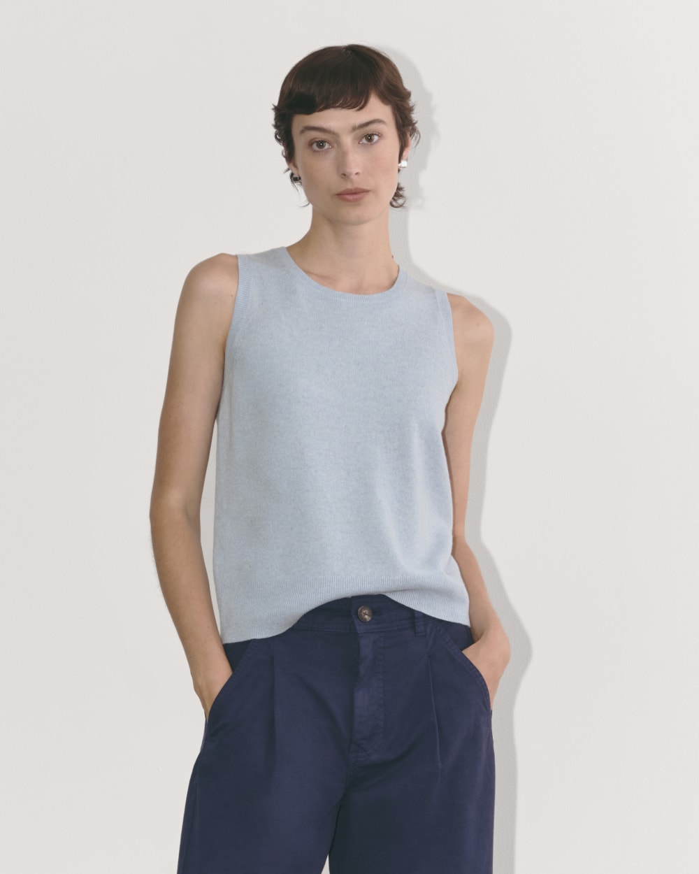 The Classic Tank in Cashmere in Sky Blue — front view