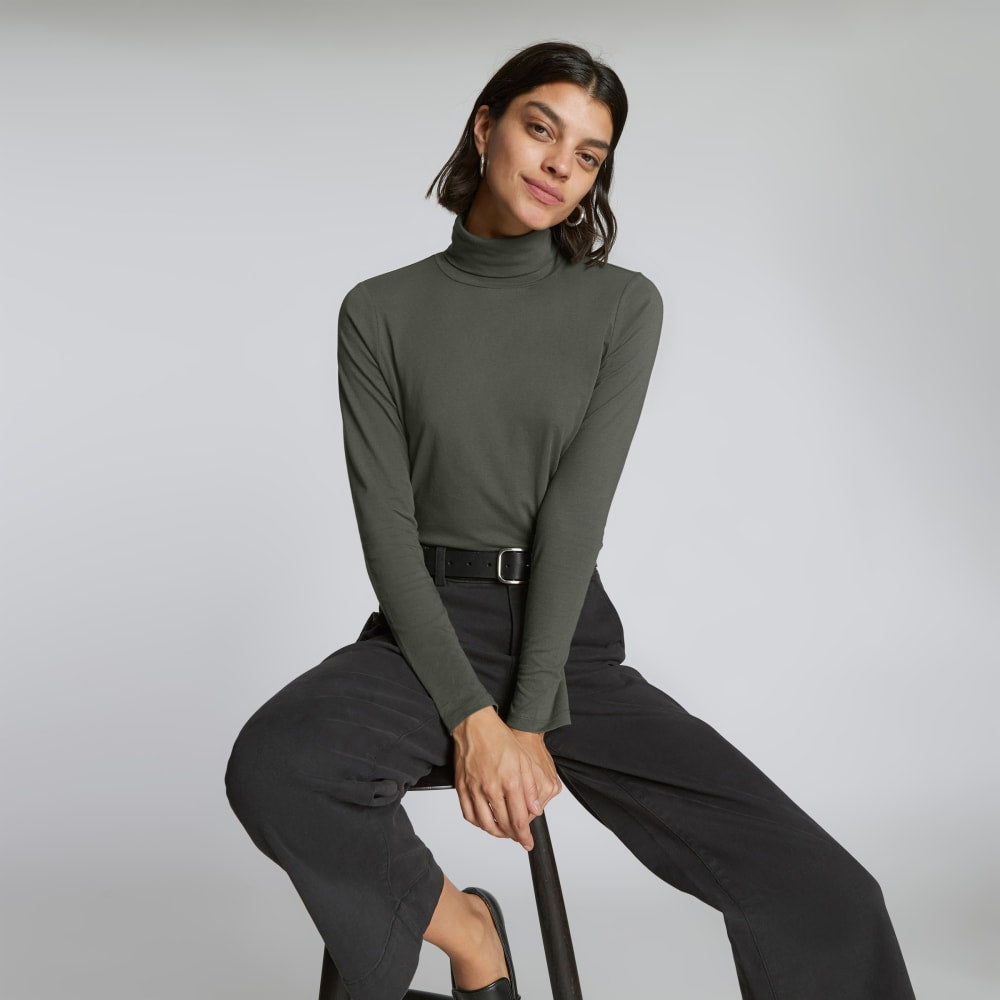The Organic Cotton Turtleneck in Kambaba — detail view