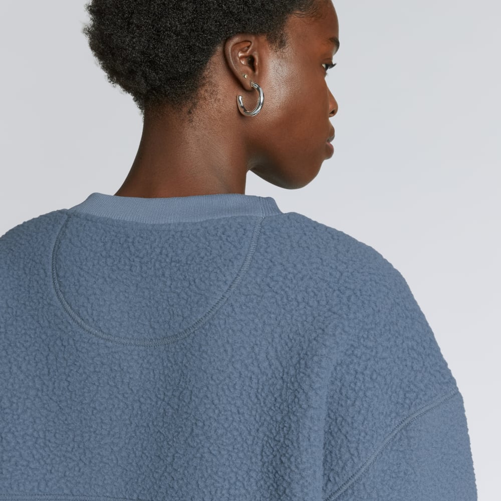 The ReNew Teddy Oversized Crew in Faded Blue — detail view
