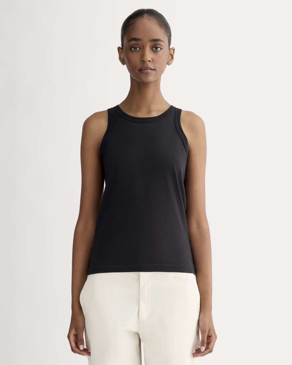 The Tank in Essential Cotton in Black — front view