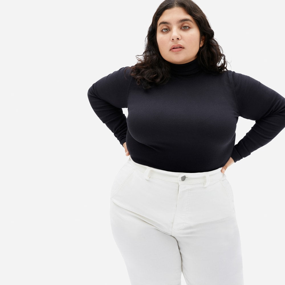 The Luxe Micro-Rib Turtleneck in Black — alternate view