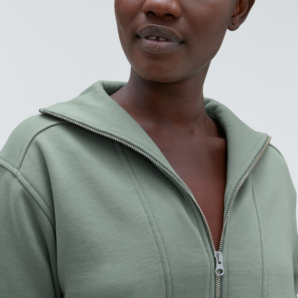 The Track Half-Zip in Lily Pad — detail view