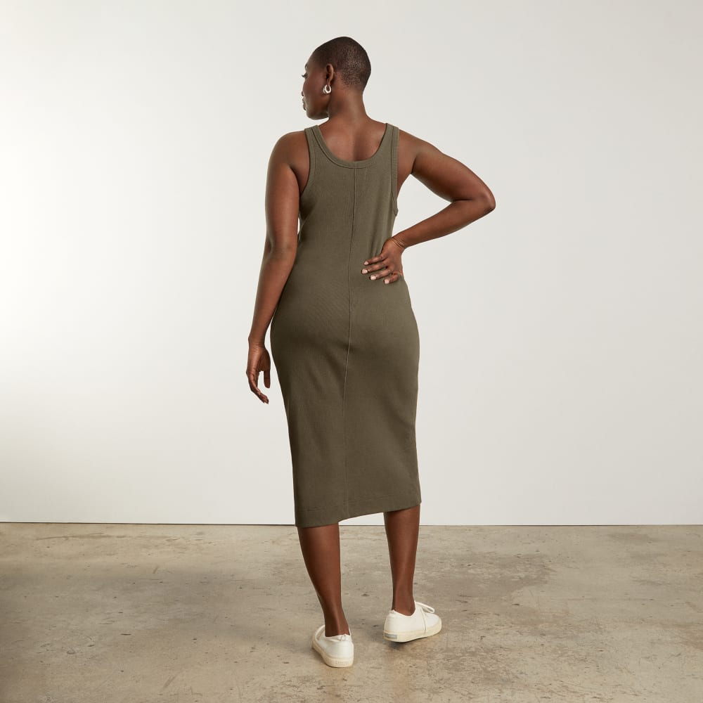The ’90s Rib Dress in Beech — detail view