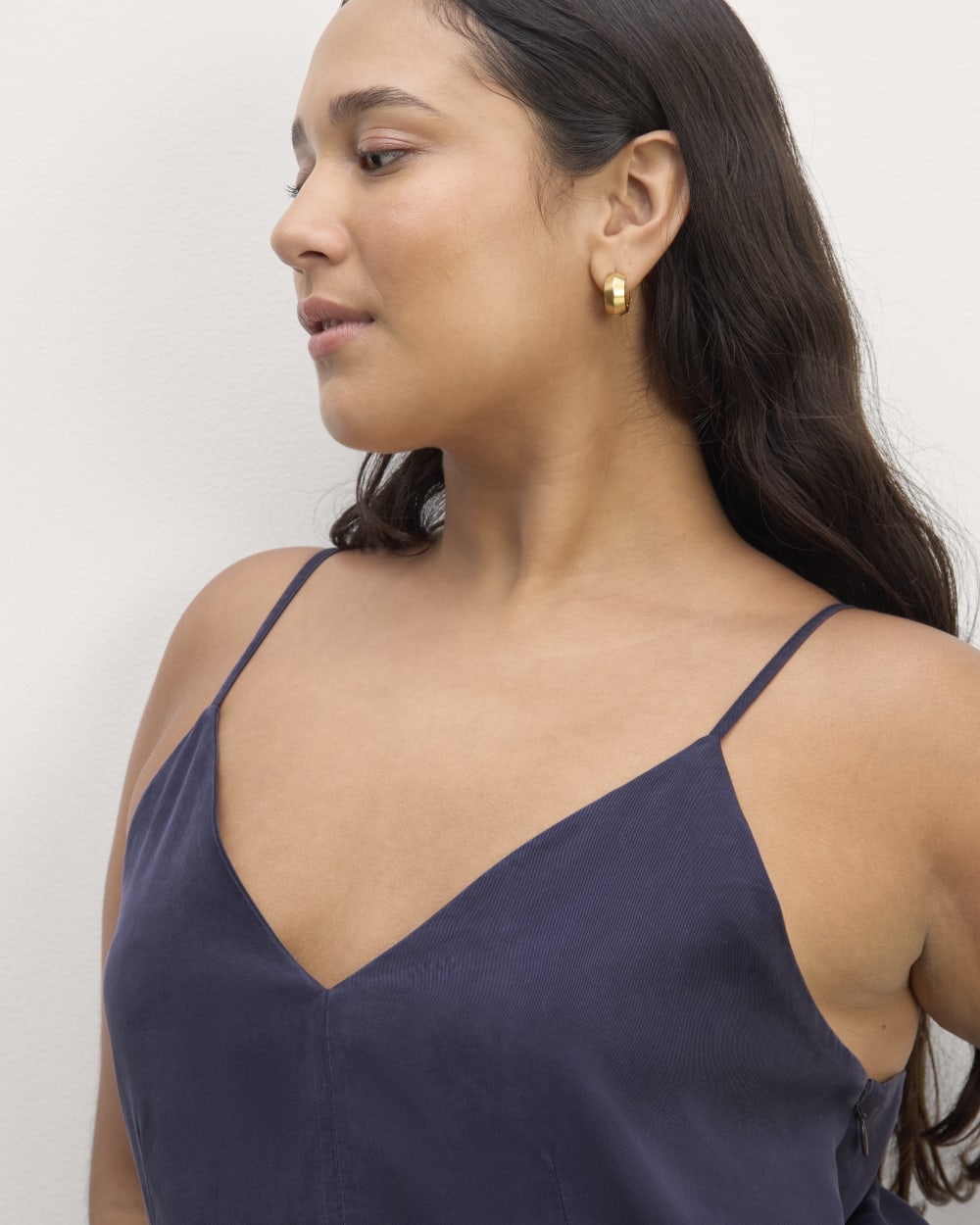 The Long Weekend Dress in Butterlite in Navy — detail view