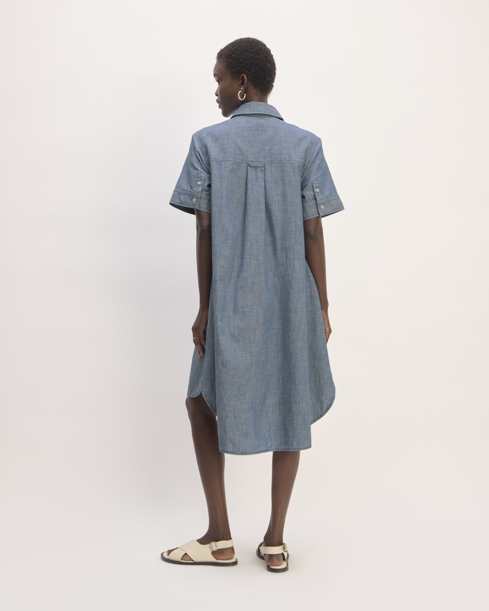 The Daytripper Dress in Ivy Blue ReChambray — detail view