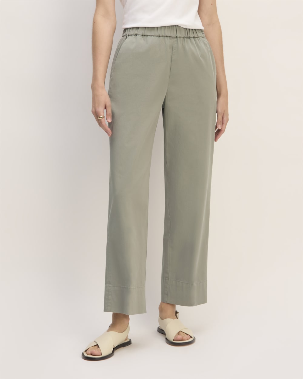 The Easy Pant in Sage Green — detail view