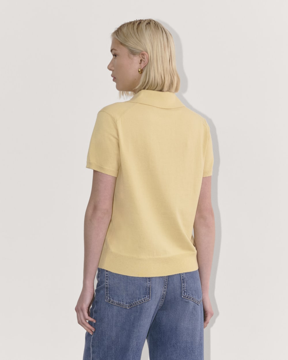 The Polo in Cotton Cashmere in Parsnip — detail view