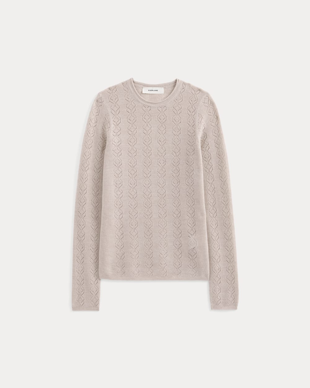 The Pointelle Crew in Ultrasoft Merino in Pale Blush — alternate view