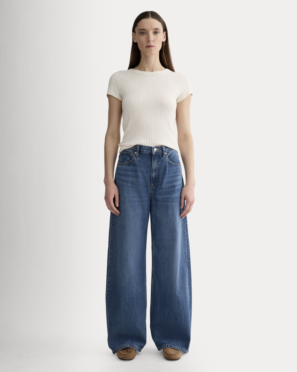 The Cozy Rib Tee in Bone — detail view