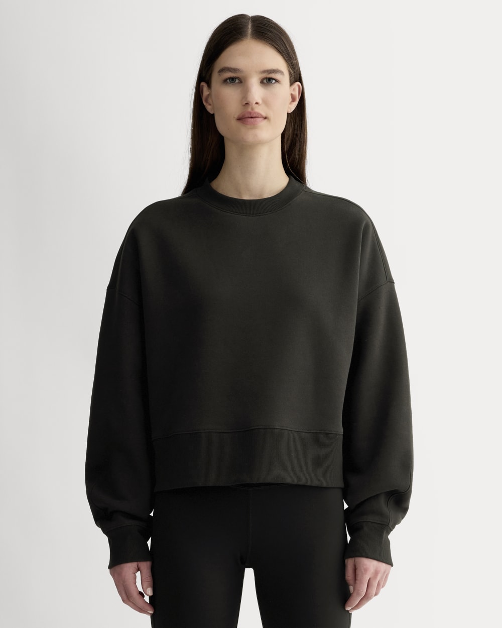 Luxe Fleece Sweatshirt in Black — front view