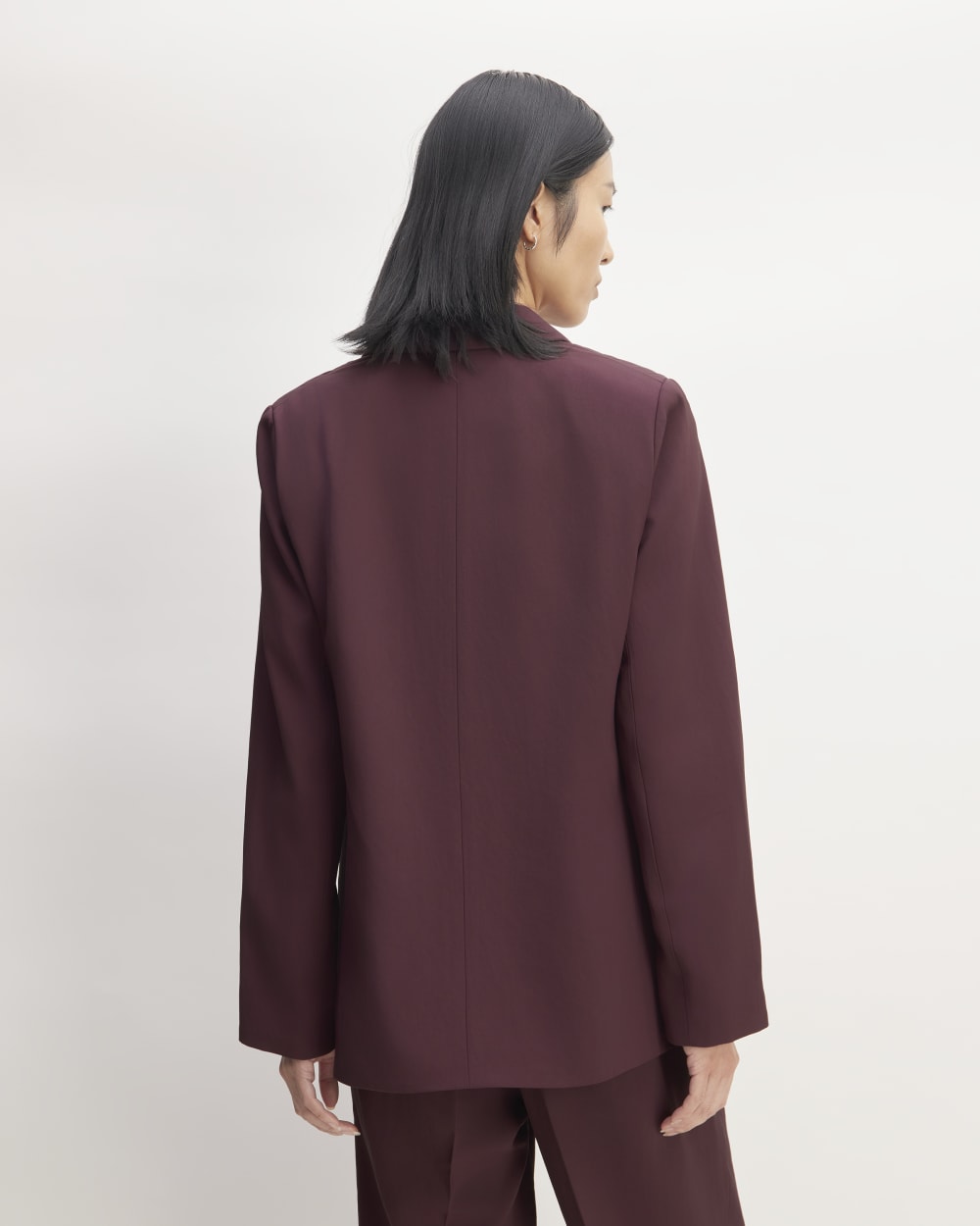 The Drapey Blazer in Burgundy — detail view