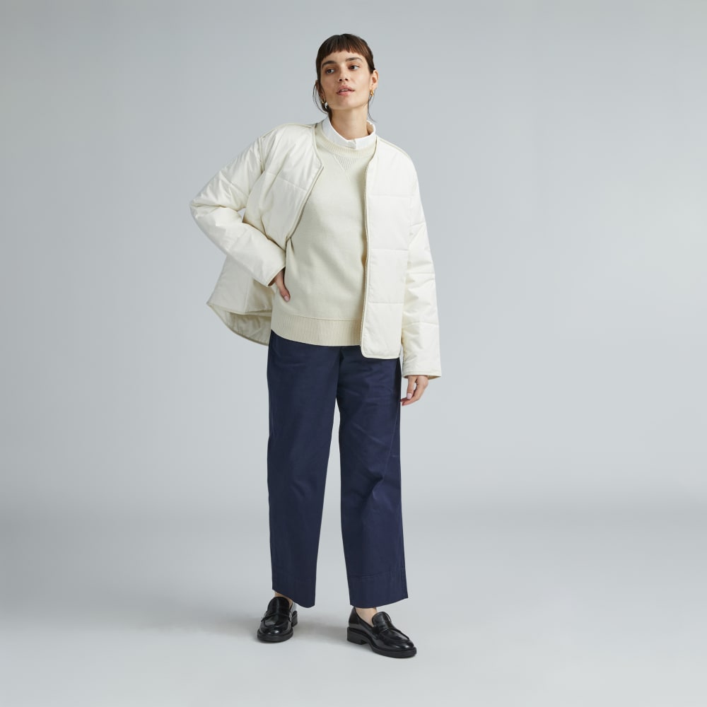 The Quilted Cotton Liner in Bone — detail view