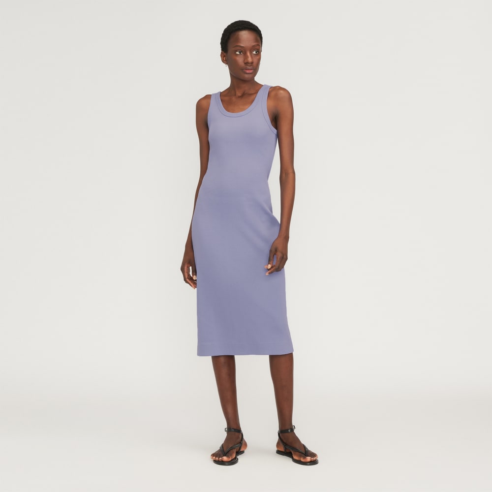 The ’90s Rib Dress in Cornflower Blue — front view