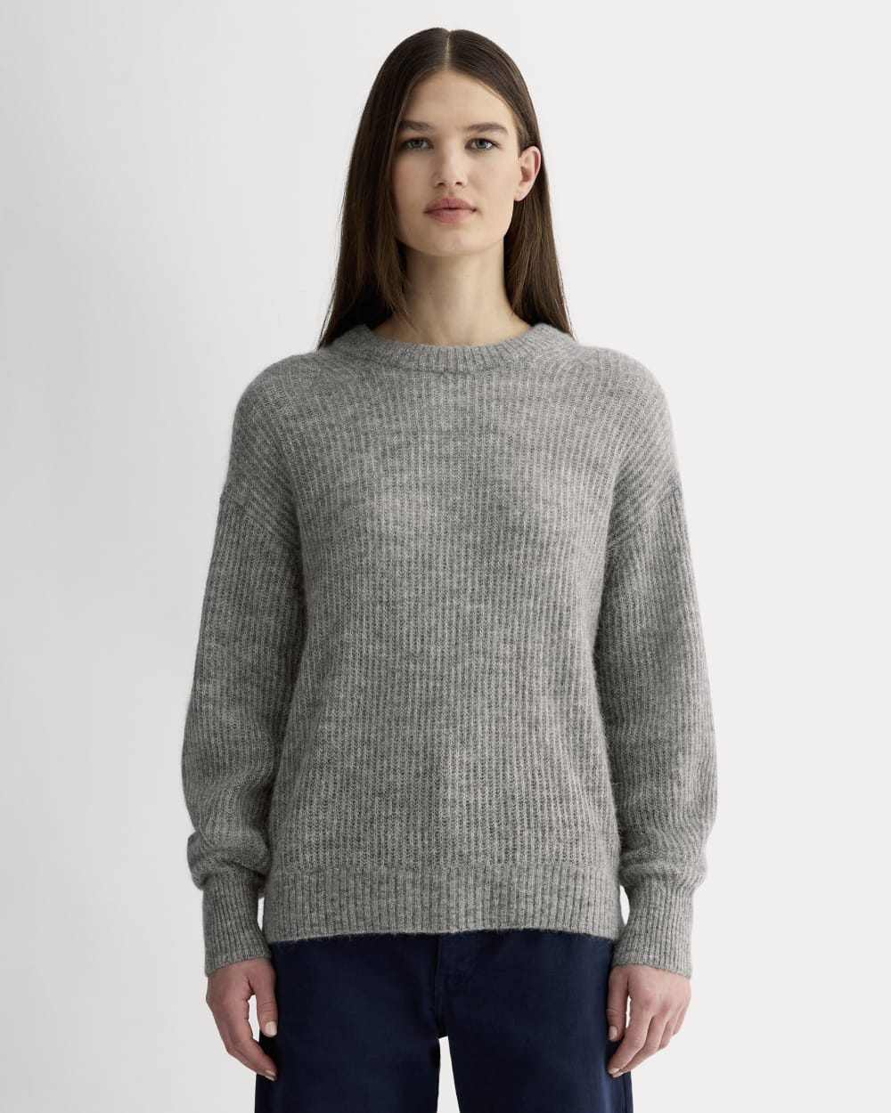 The Cocoon Crew in Alpaca in Heather Stone Grey — front view