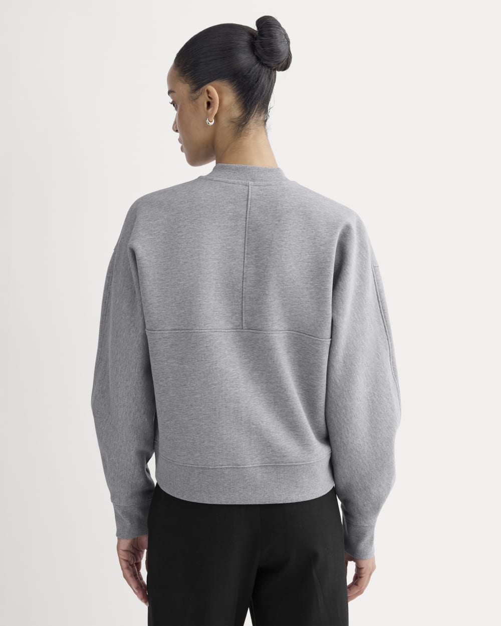 Luxe Fleece Bomber Jacket in Vintage Heather Grey — detail view
