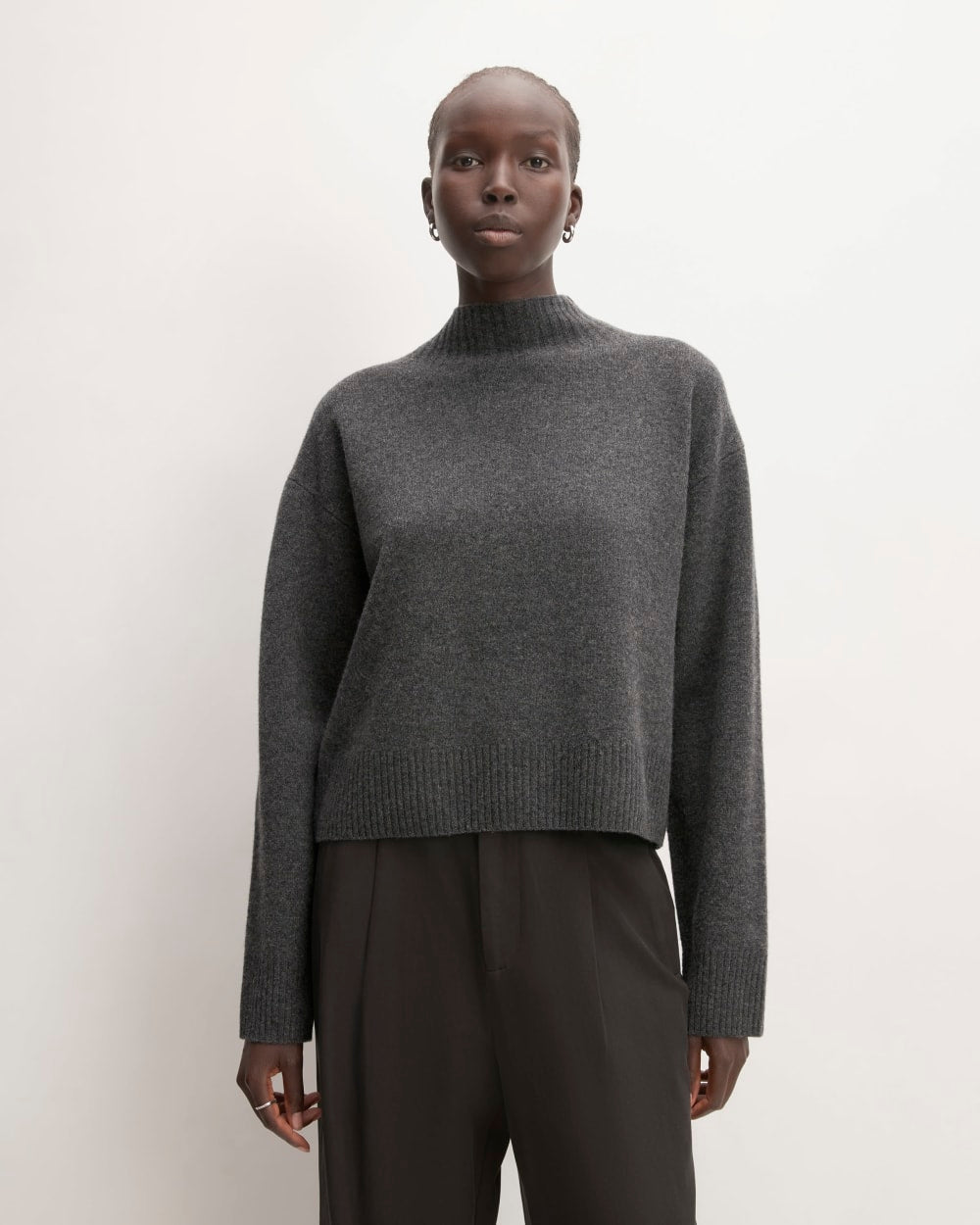 The Good Merino Wool Mockneck Sweater in Graphite — front view