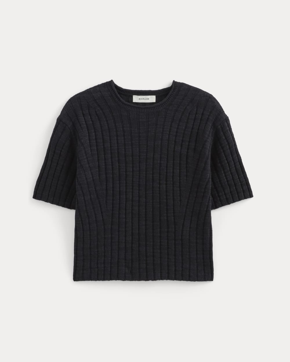 The Oversized Tee in Cotton Linen in Black — alternate view