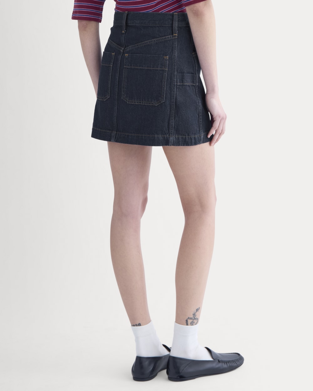 Denim Utility Mini Skirt in Tungsten Rinse — detail view