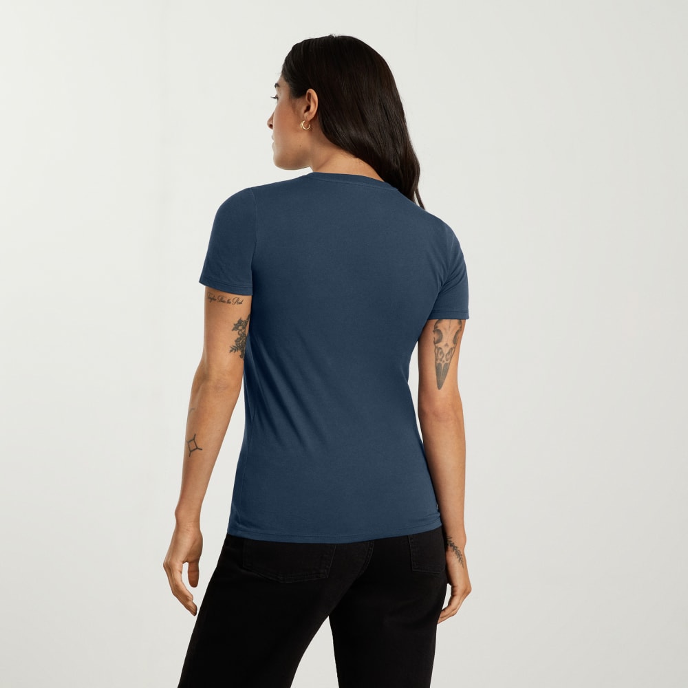 The Organic Cotton Crew Tee in Atlantic — detail view