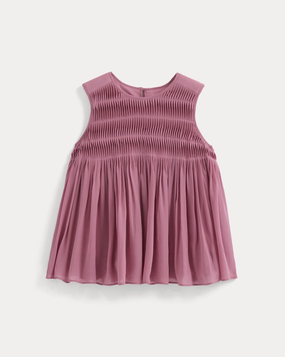 Twisted Pleat Tank in Silk Georgette in Heather Rose — front view