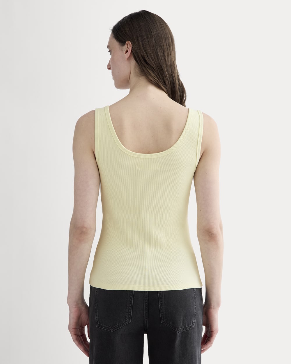 The Selfie Henley Tank in Light Yellow — detail view