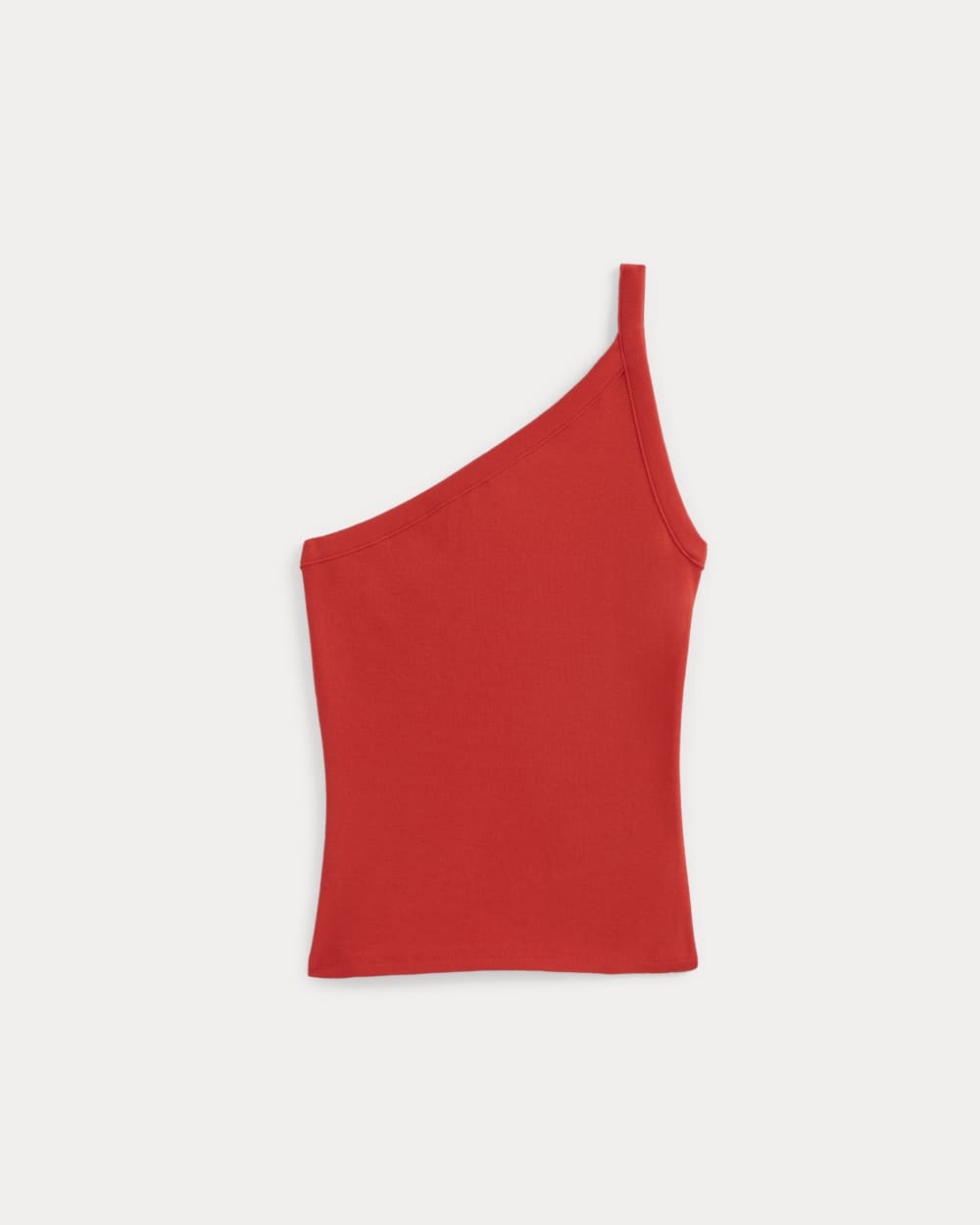 RetroSoft Cotton One-Shoulder Tank in Fiery Red — front view
