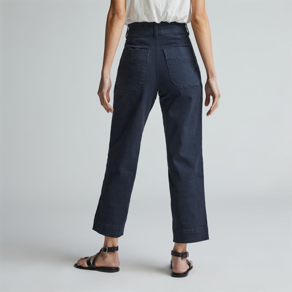 The Organic Straight-Leg Pant in Navy — detail view
