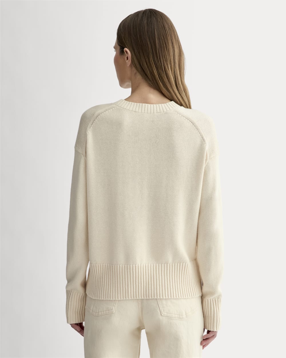 The Boxy Sweater in Everyday Cotton in Canvas — detail view