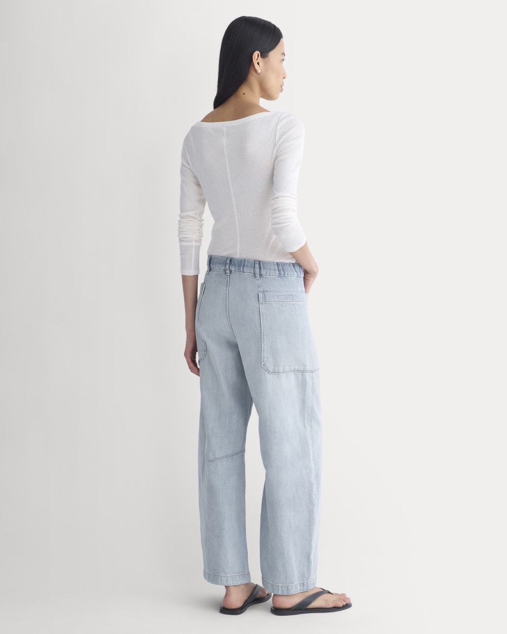 The Gardener Pull-On Jean in Light Vintage Indigo — detail view