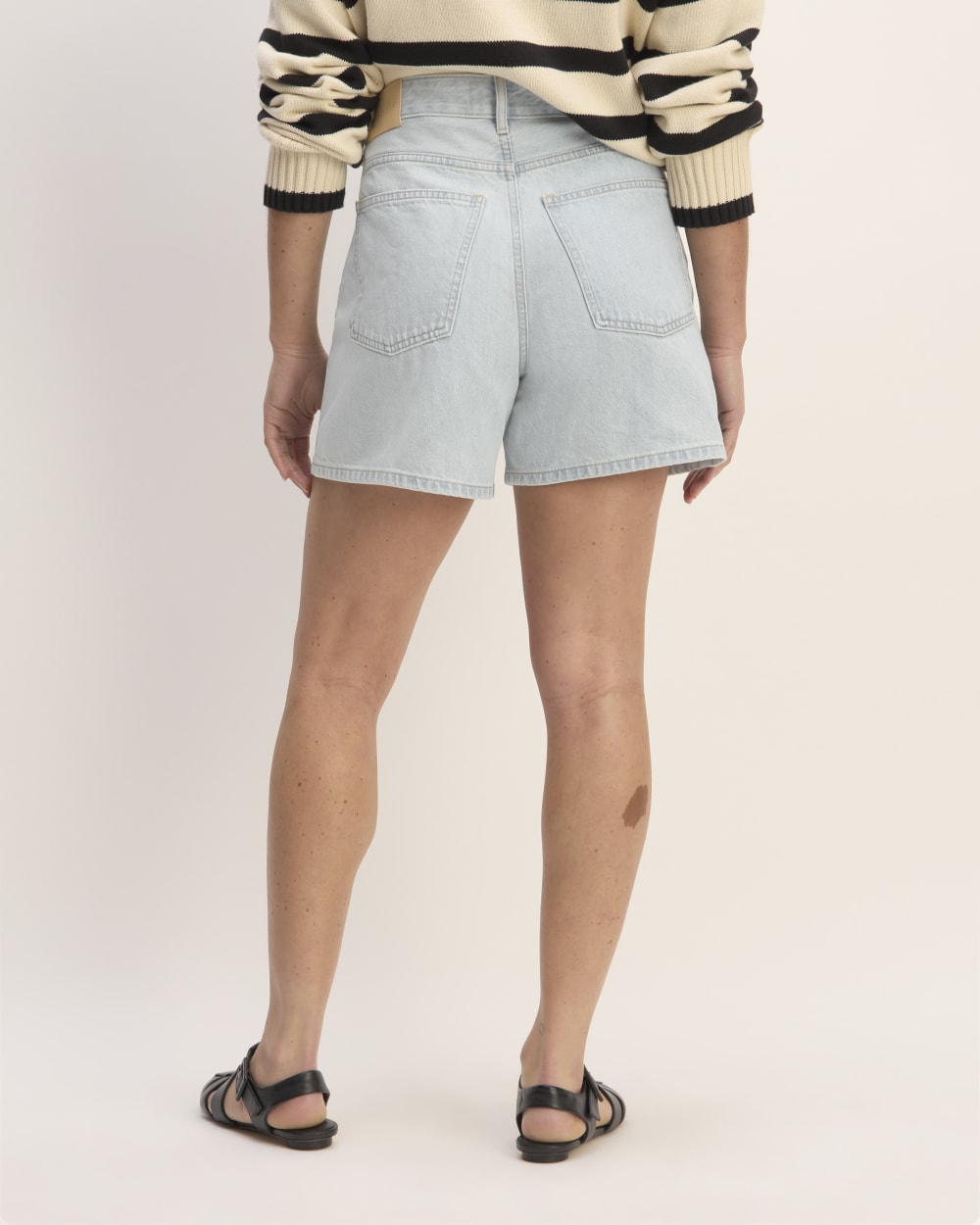 The A-Line Denim Short in Spring Blue — detail view