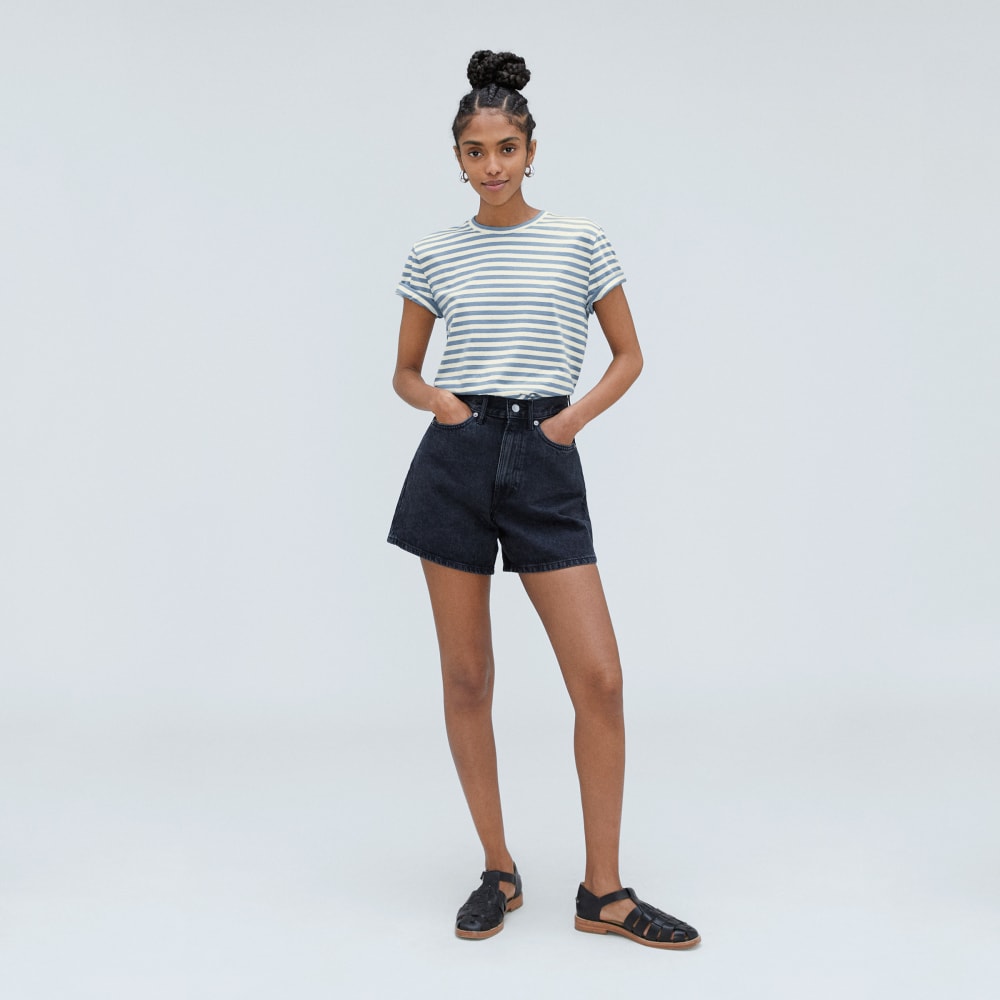 The Box-Cut Tee in Essential Cotton in Spring Lake / Canvas — detail view