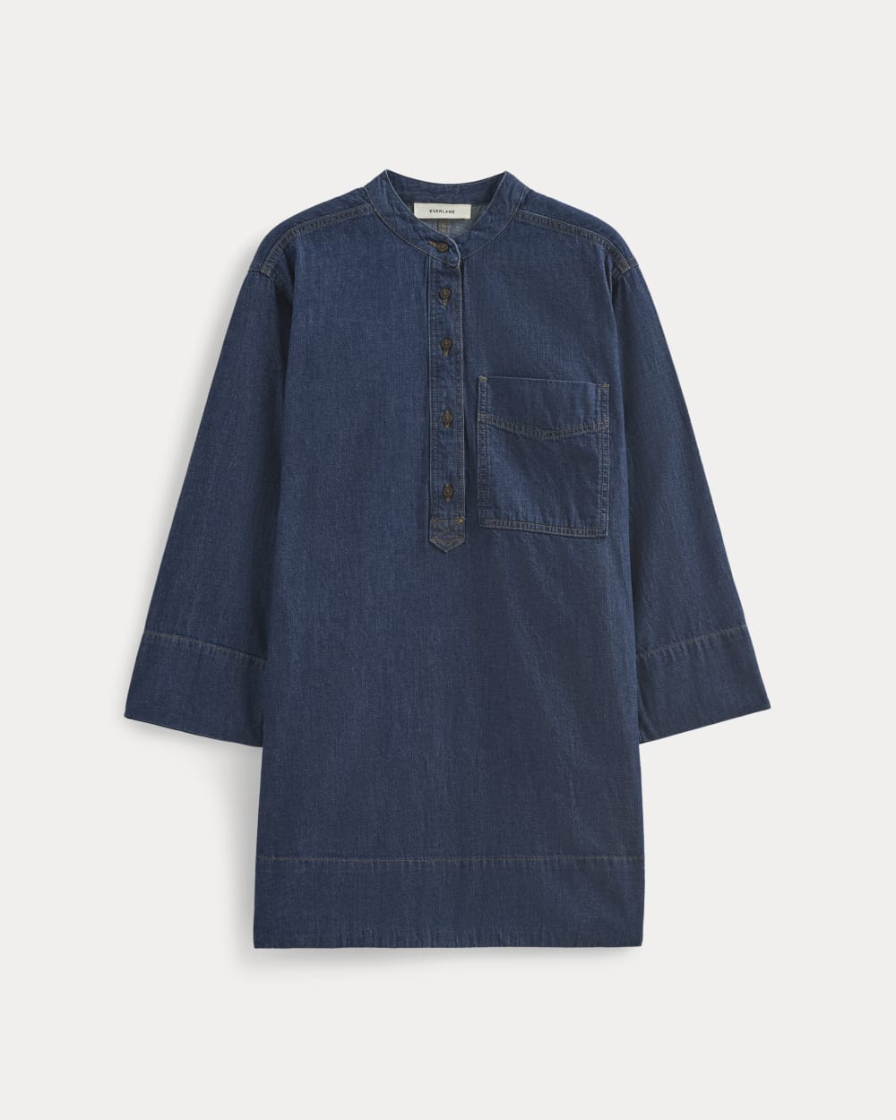 The Denim Popover Dress in Dark Indigo — alternate view
