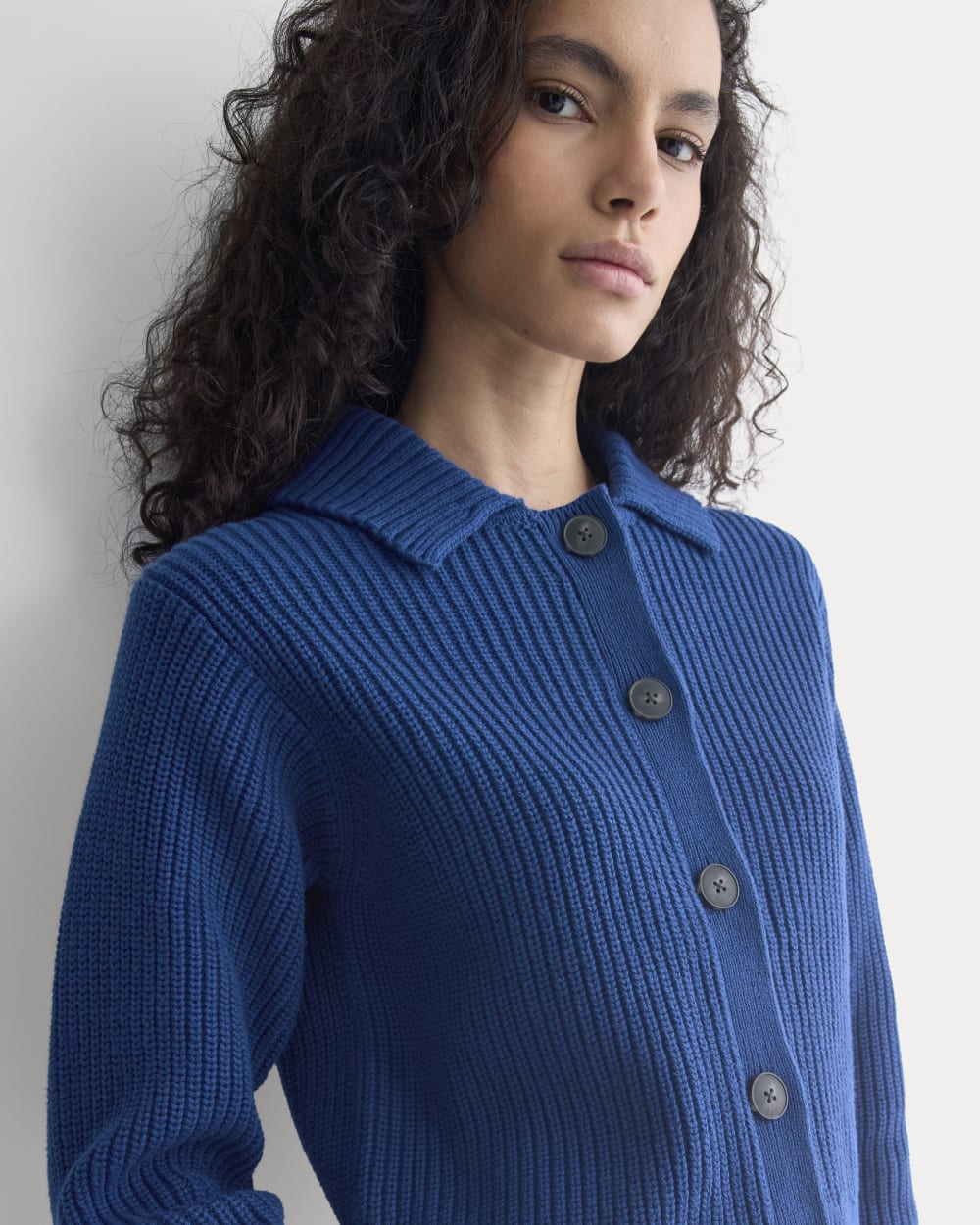 Shrunken Cardigan in Everyday Cotton in Estate Blue — front view