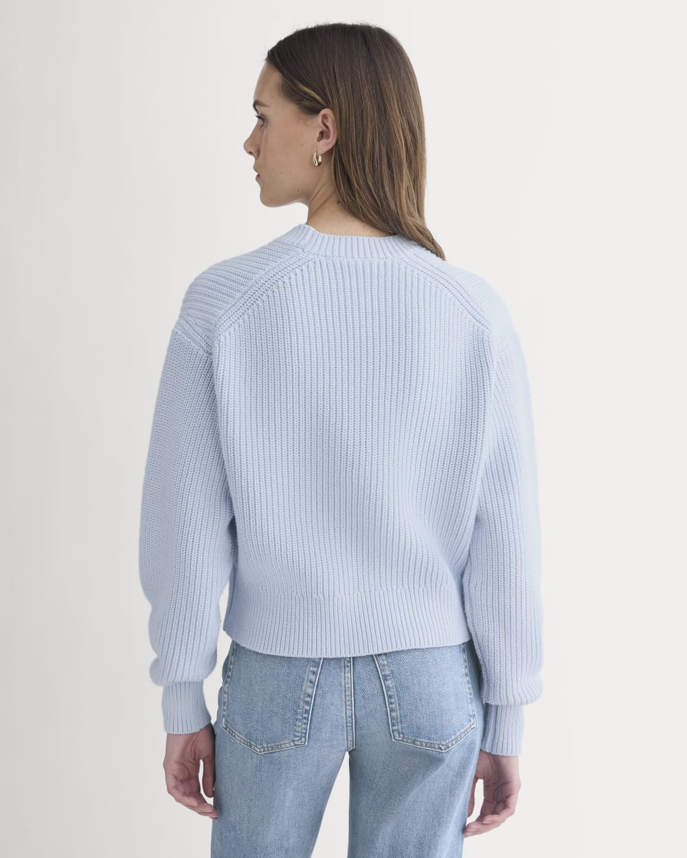 Cropped Ribbed Crew in Everyday Cotton in Skywriting — detail view