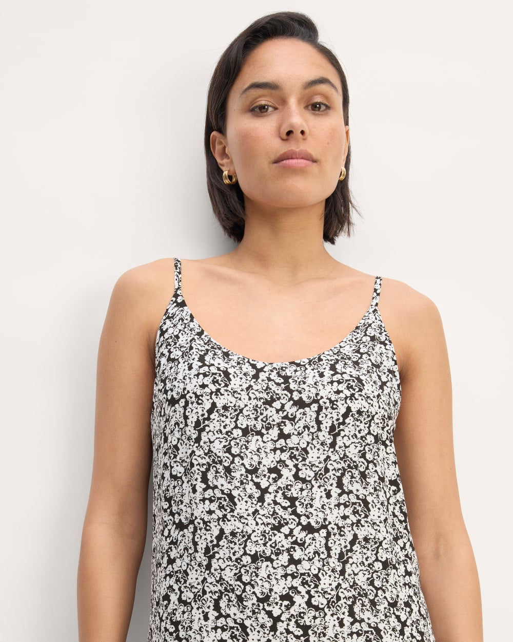 The Summer Slip Dress in Black / Bone Mini Floral — detail view