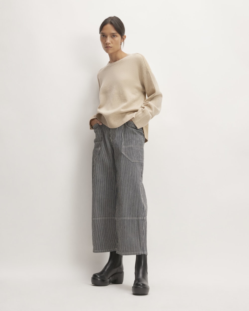 The Way-High® Gardener Cropped Jean in Hickory Stripe — front view