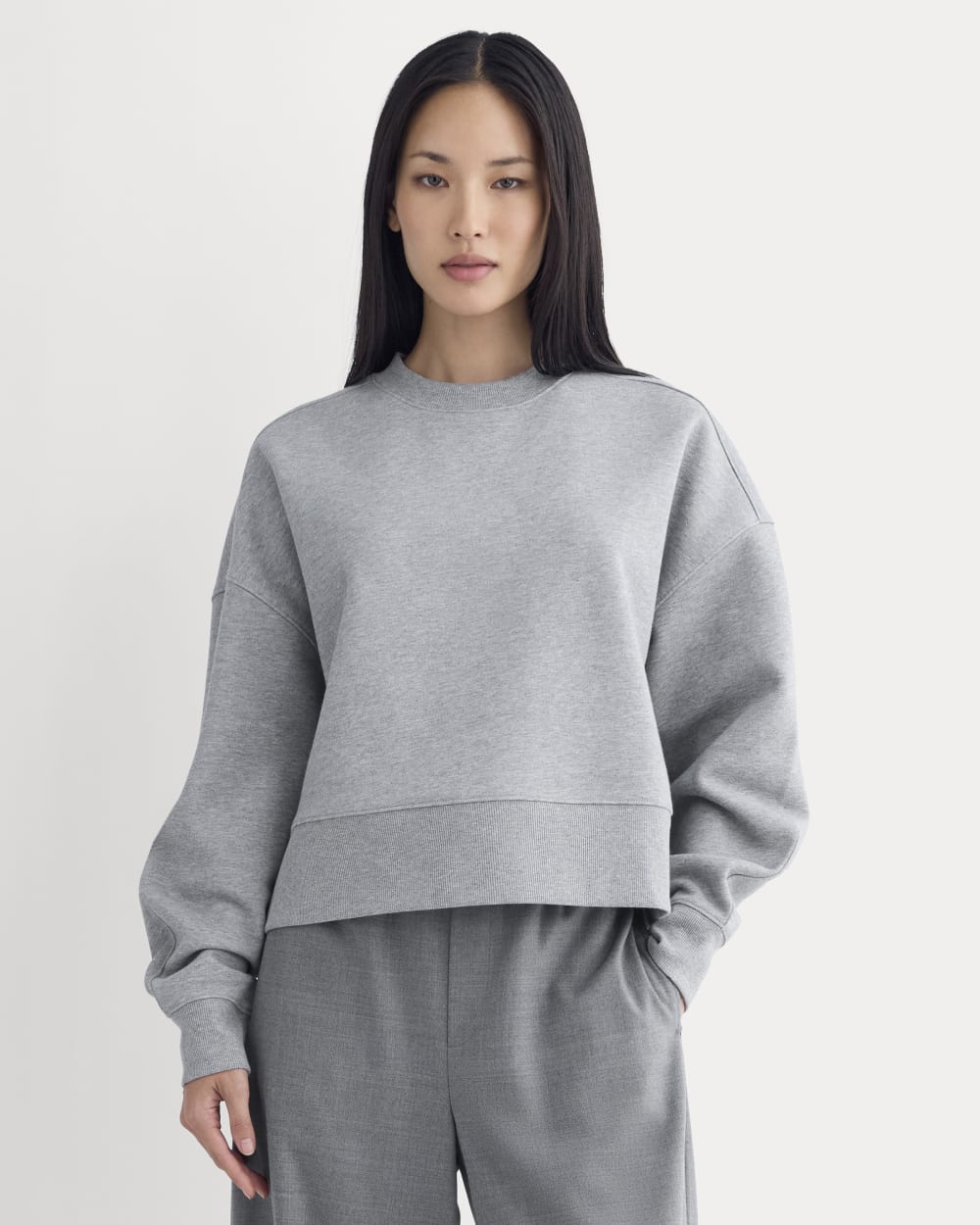Luxe Fleece Sweatshirt in Vintage Heather Grey — front view
