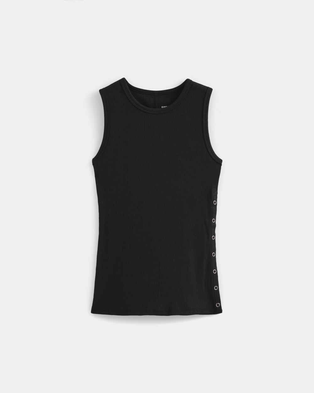 Luxe Rib Side Snap Tank in Black — alternate view