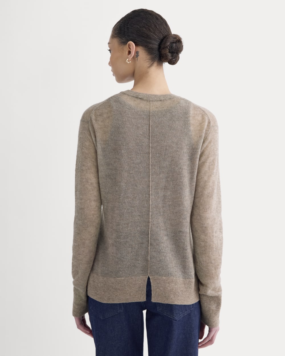 The Air Alpaca™ Relaxed Crew Top in Heathered Chocolate Chip — detail view
