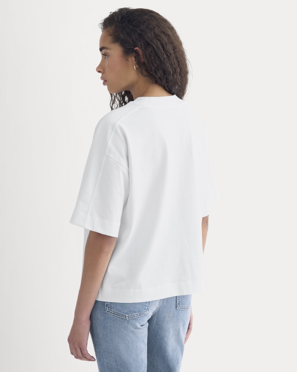 Oversized Seamed Tee in White — detail view
