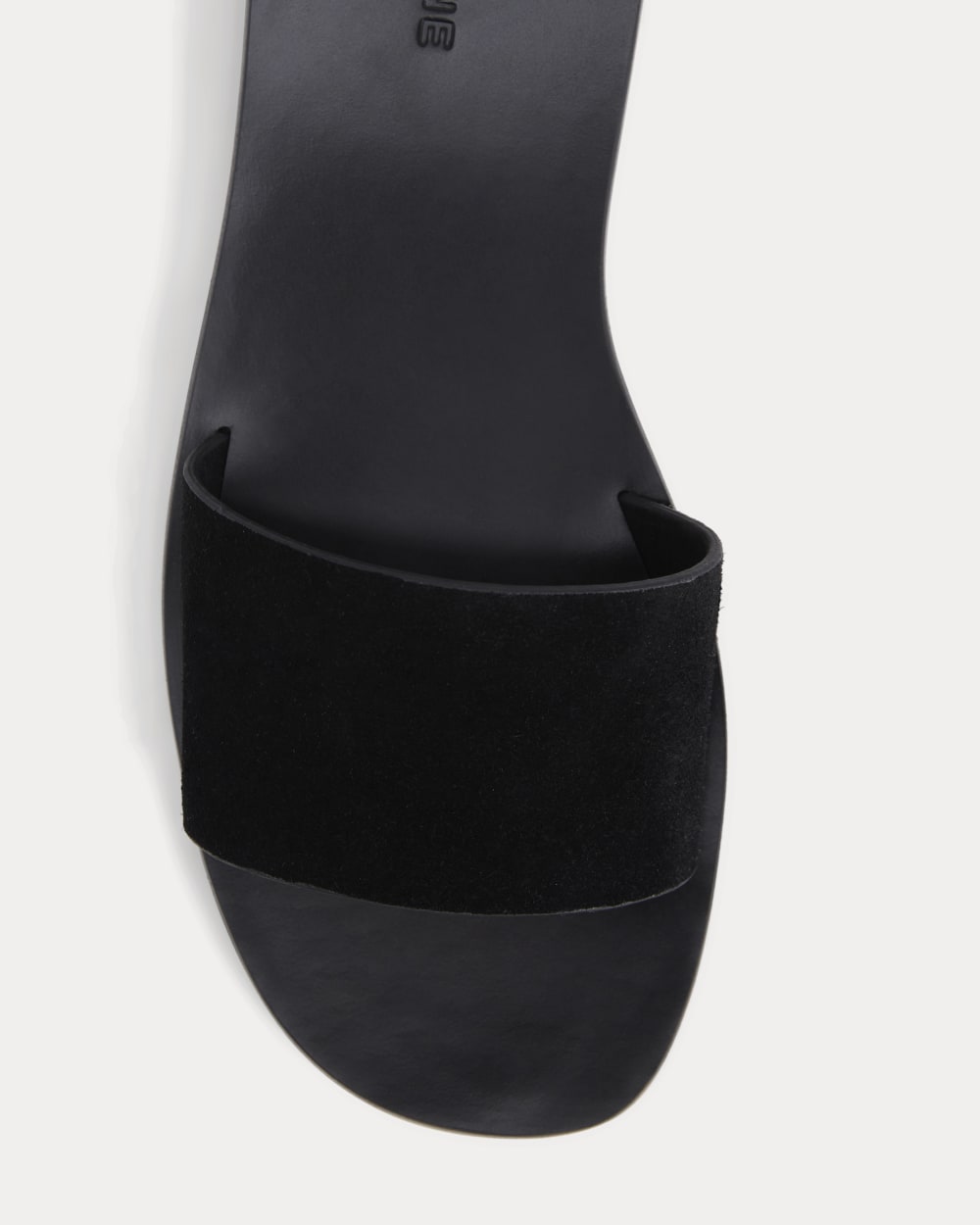 Suede Slide Sandal in Black Suede — detail view