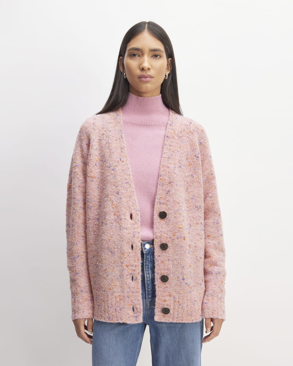 The Confetti Cardigan in Pink Multi — front view