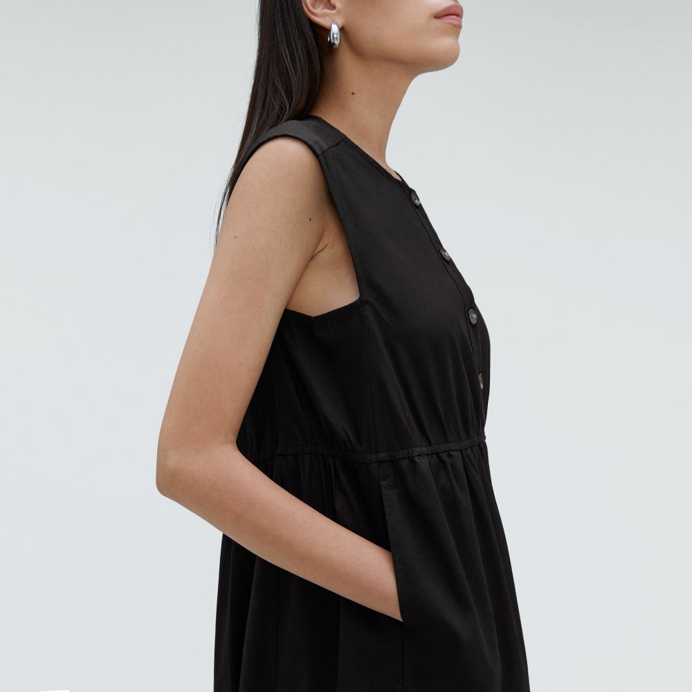 The Tiered Midi Dress in Black — detail view