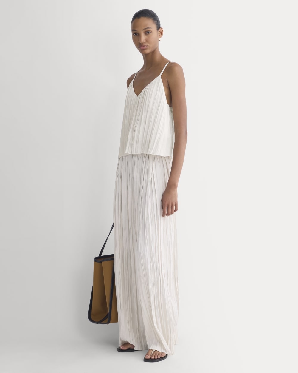 Crinkle Wide-Leg Pant in Birch — front view
