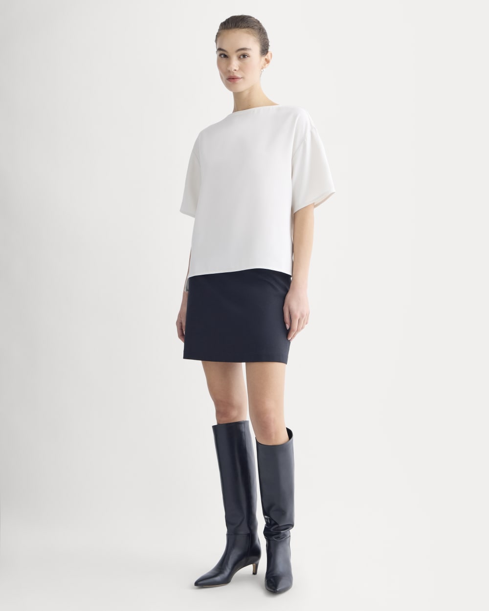 Drapey Crepe Top in Birch — detail view