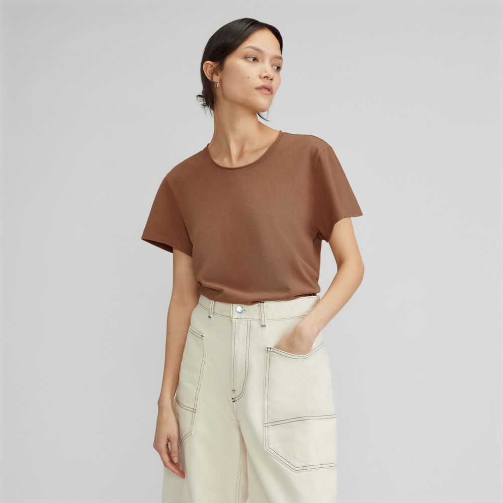 The Relaxed Hemp Tee in Carob Brown — front view
