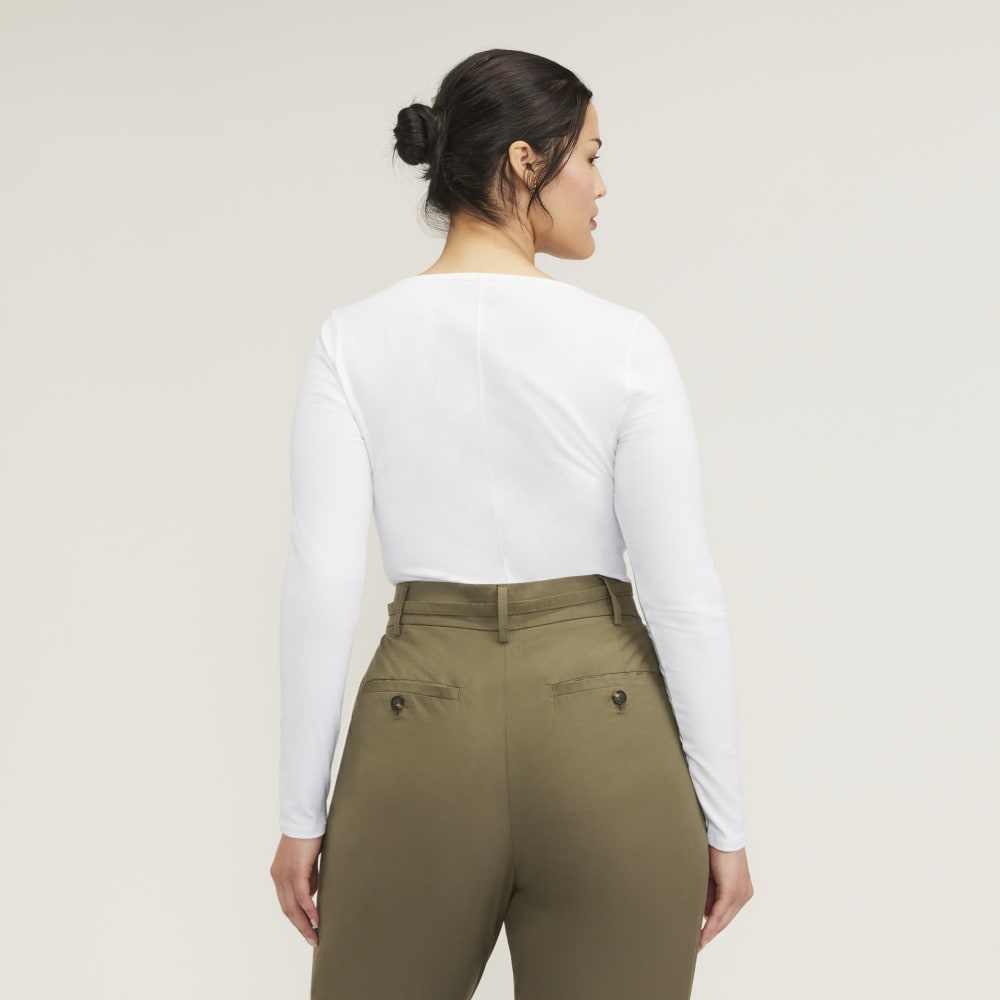 The Supima® Form Ballet Neck Tee in White — detail view